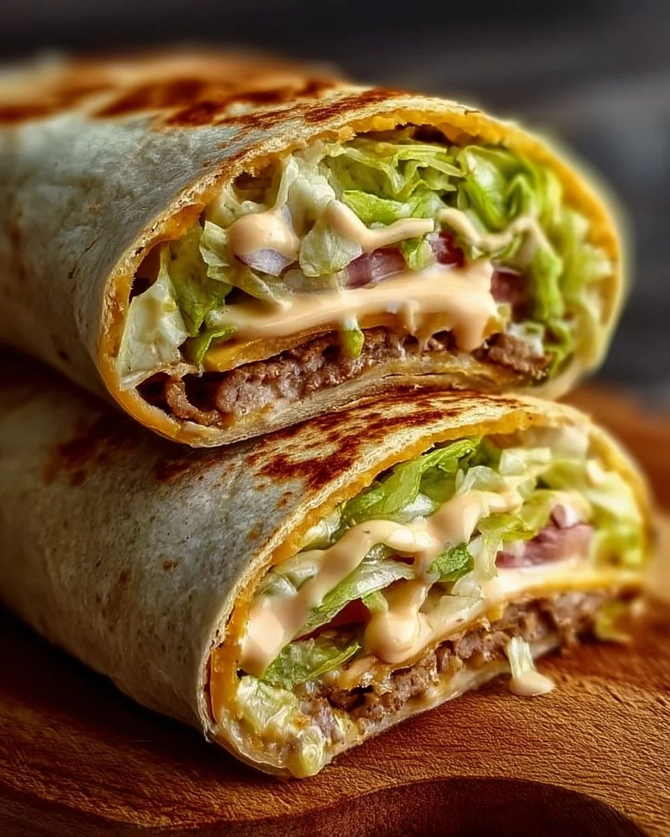 20-Minute burger wraps ready to serve with fresh ingredients