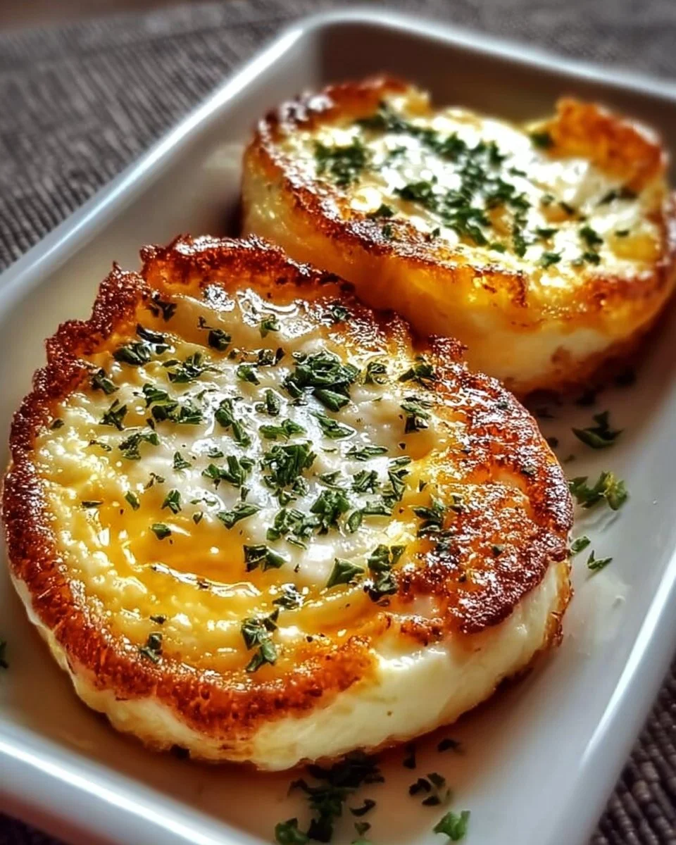 Baked cottage cheese eggs, a protein-packed breakfast dish, garnished on a plate.