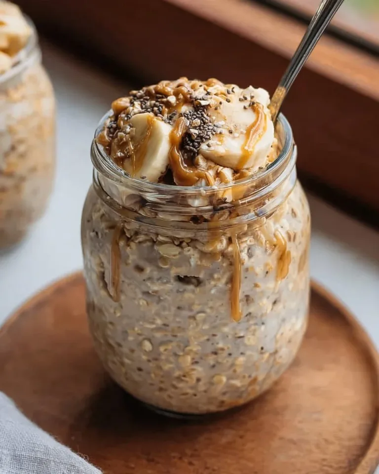 Bowl of brown sugar overnight oats topped with fresh fruits and nuts