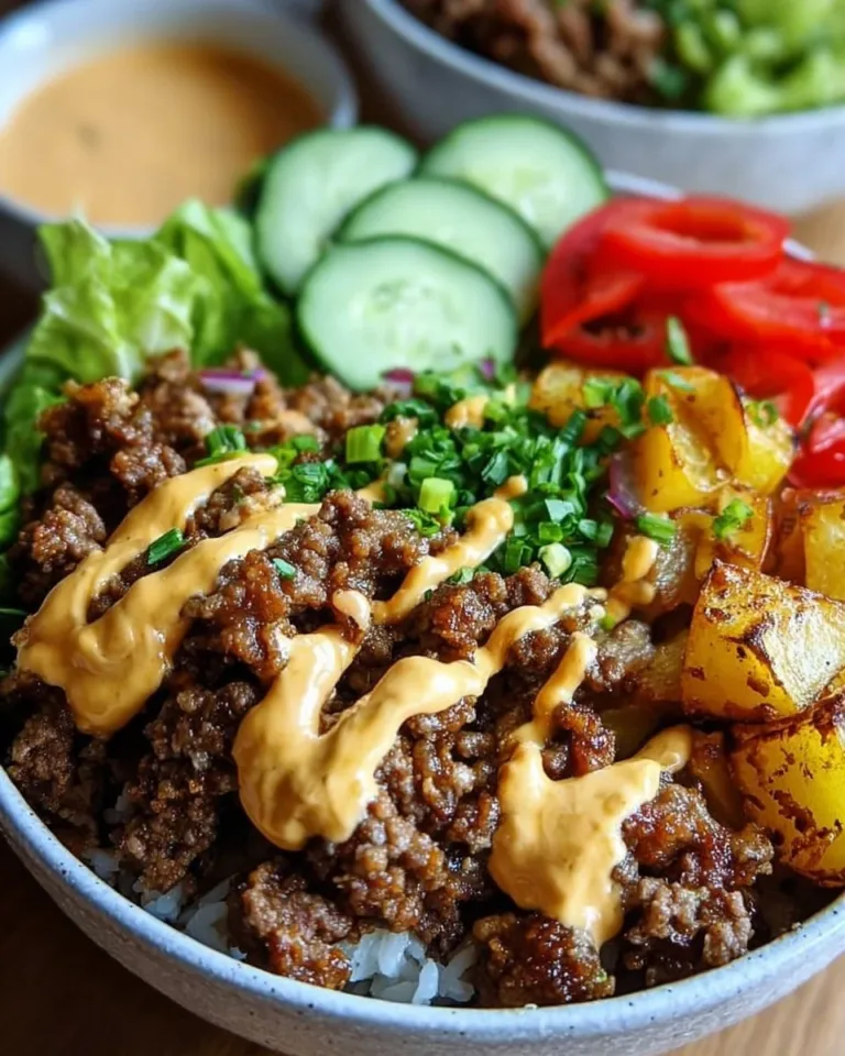 Delicious and nutritious burger bowls topped with fresh ingredients