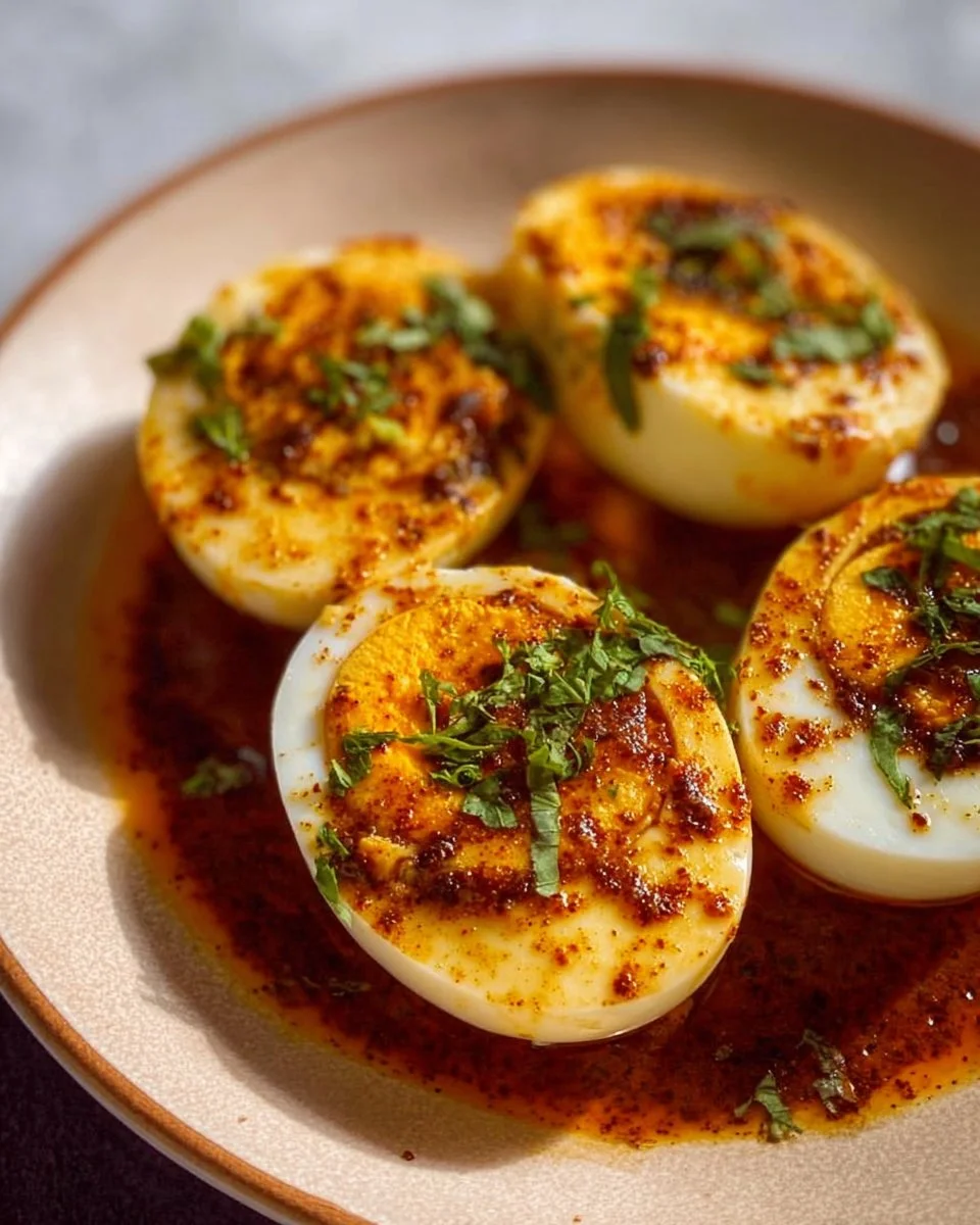 Spicy Cajun Boiled Eggs served on a plate, ideal keto snack