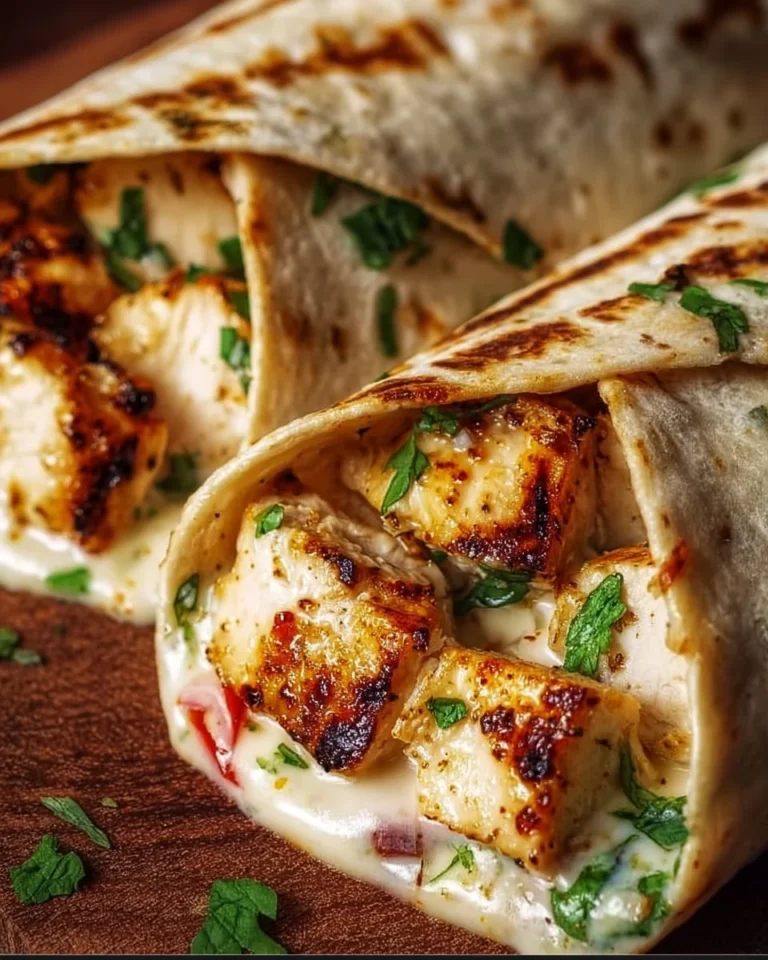 Delicious Cheesy Garlic Chicken Wraps with herbs and spices