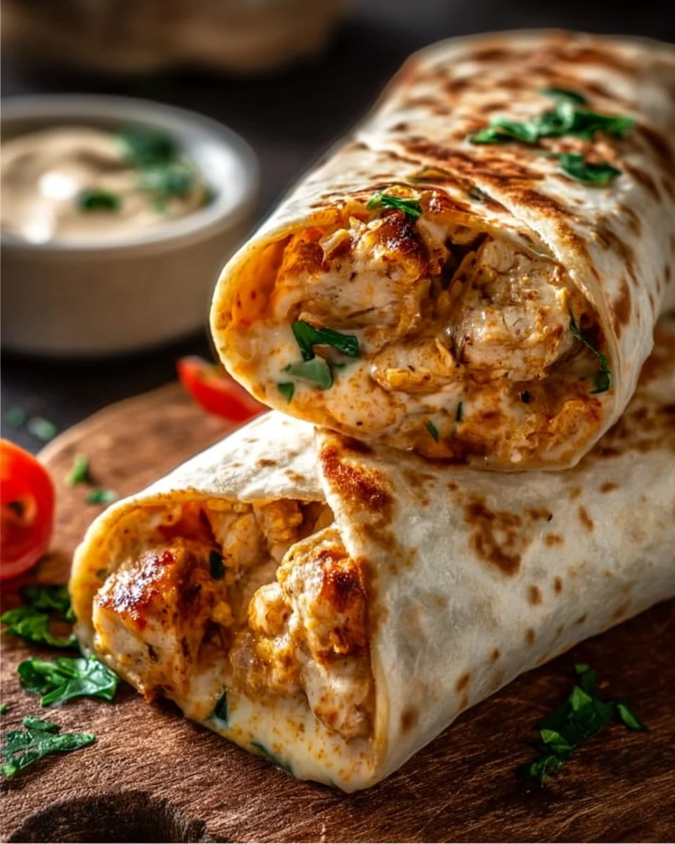 Cheesy Garlic Chicken Wraps
