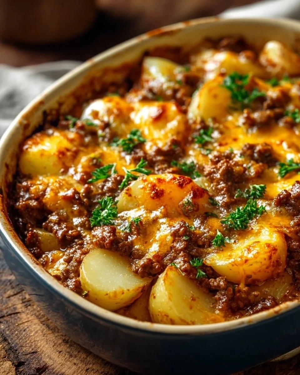 Cheesy Ground Beef & Potato Casserole
