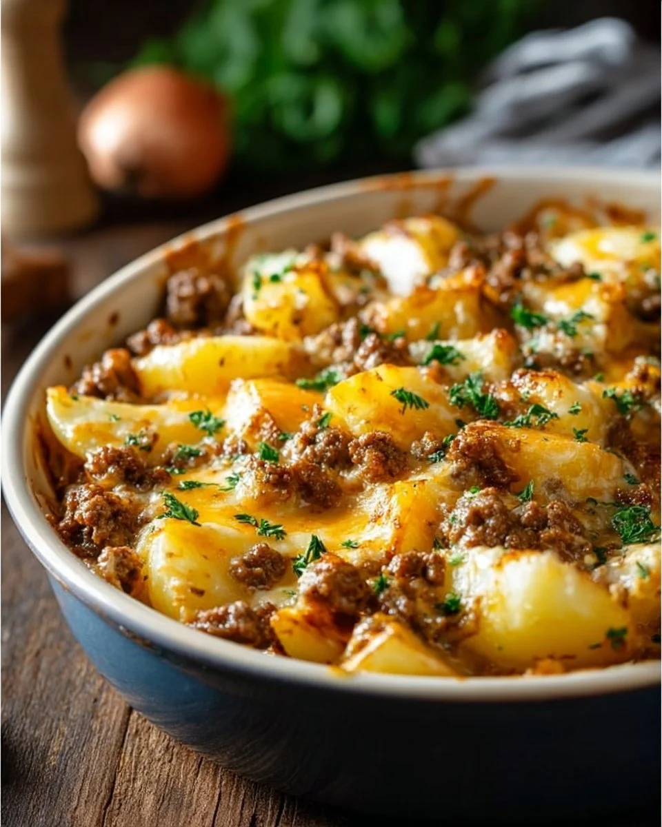 Cheesy Ground Beef & Potato Casserole