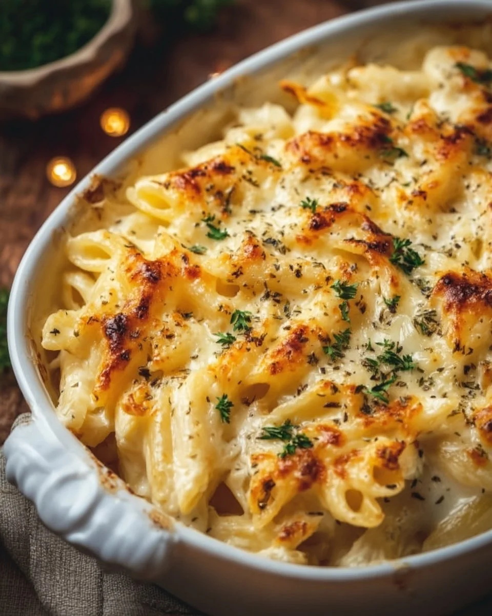 Cottage Cheese Alfredo Pasta Bake