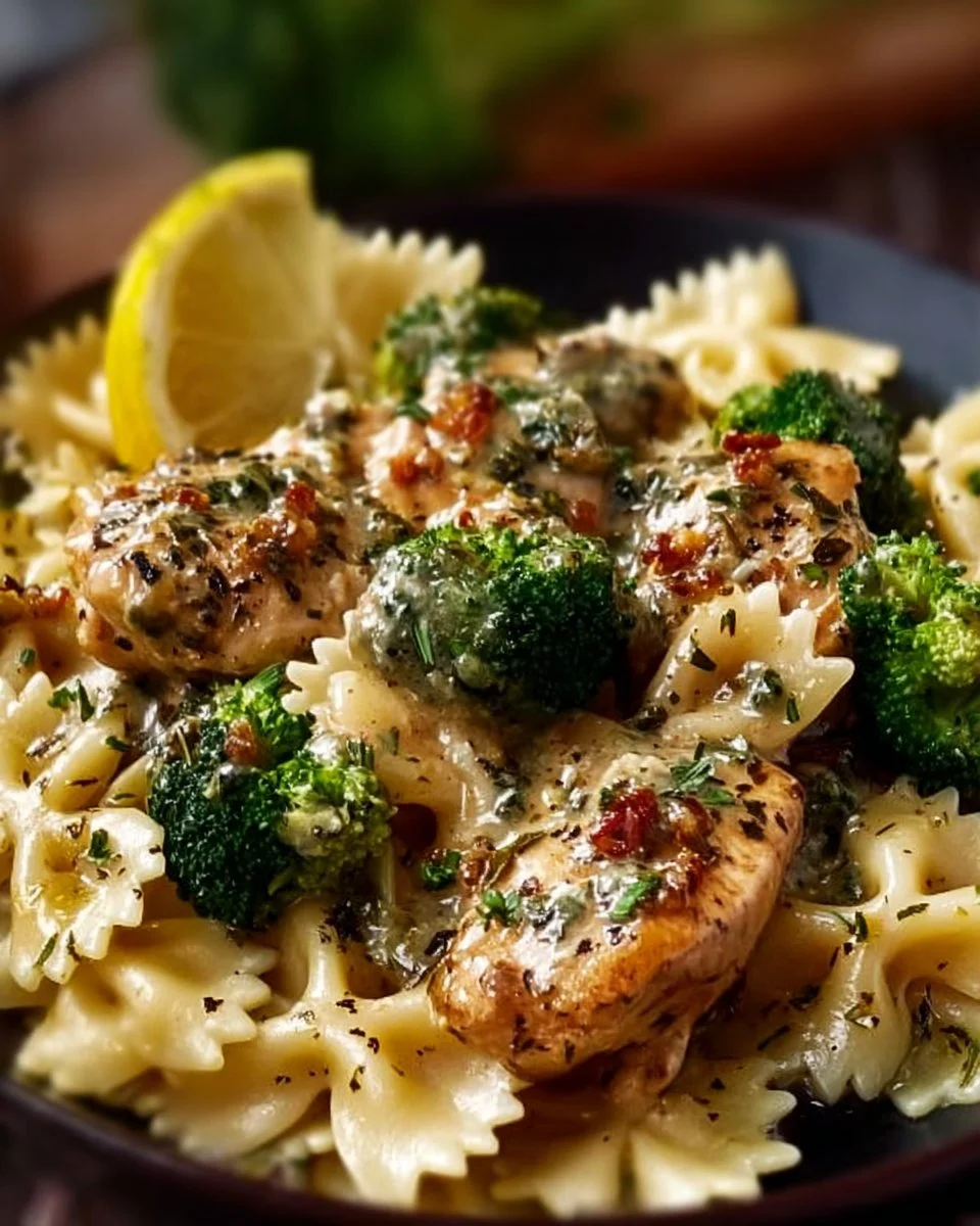 Cowboy Butter Lemon Bowtie Chicken with Broccoli