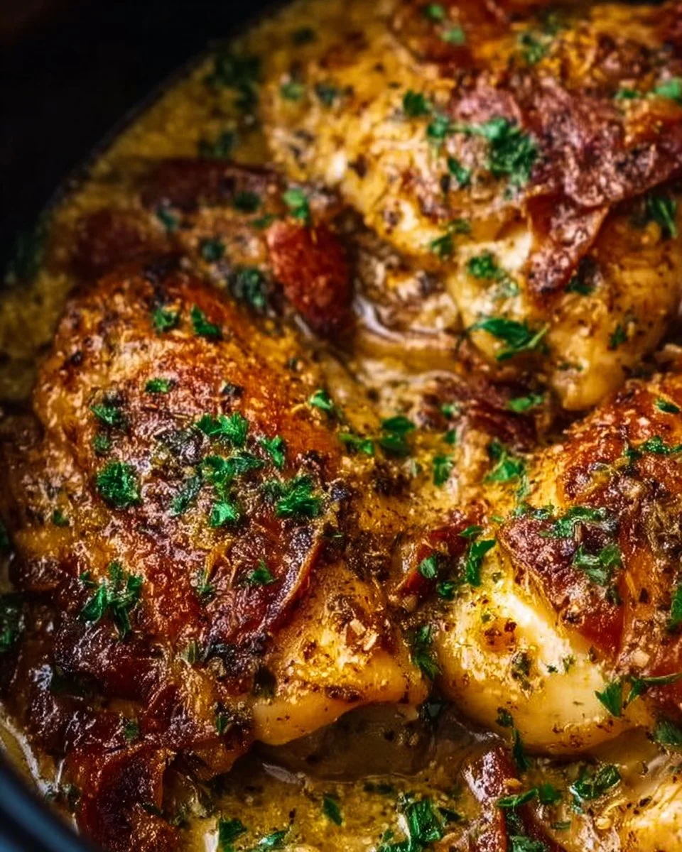 Crock Pot Marry Me Chicken recipe with creamy sauce and herbs