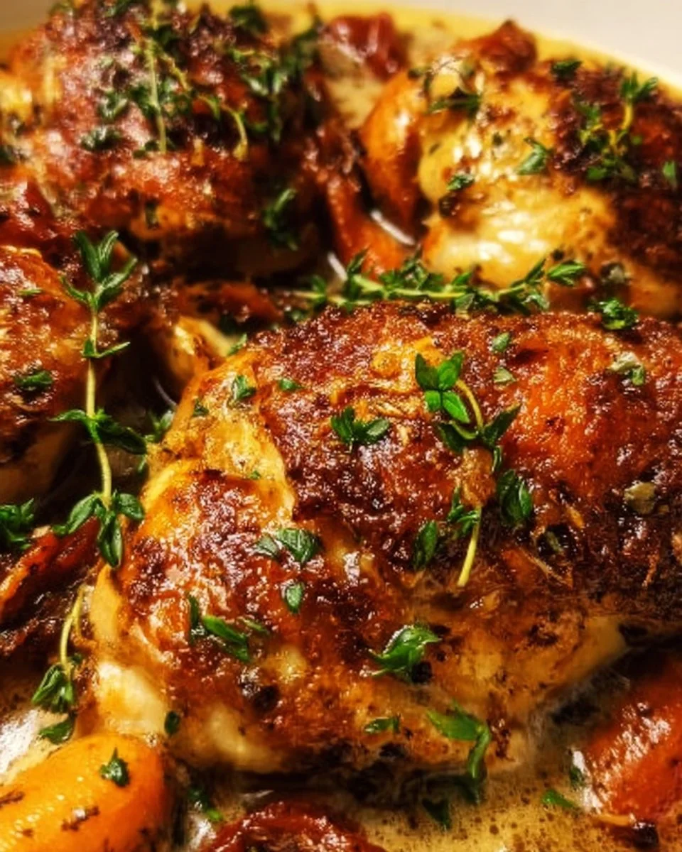 Creamy Crock Pot Marry Me Chicken served with fresh herbs