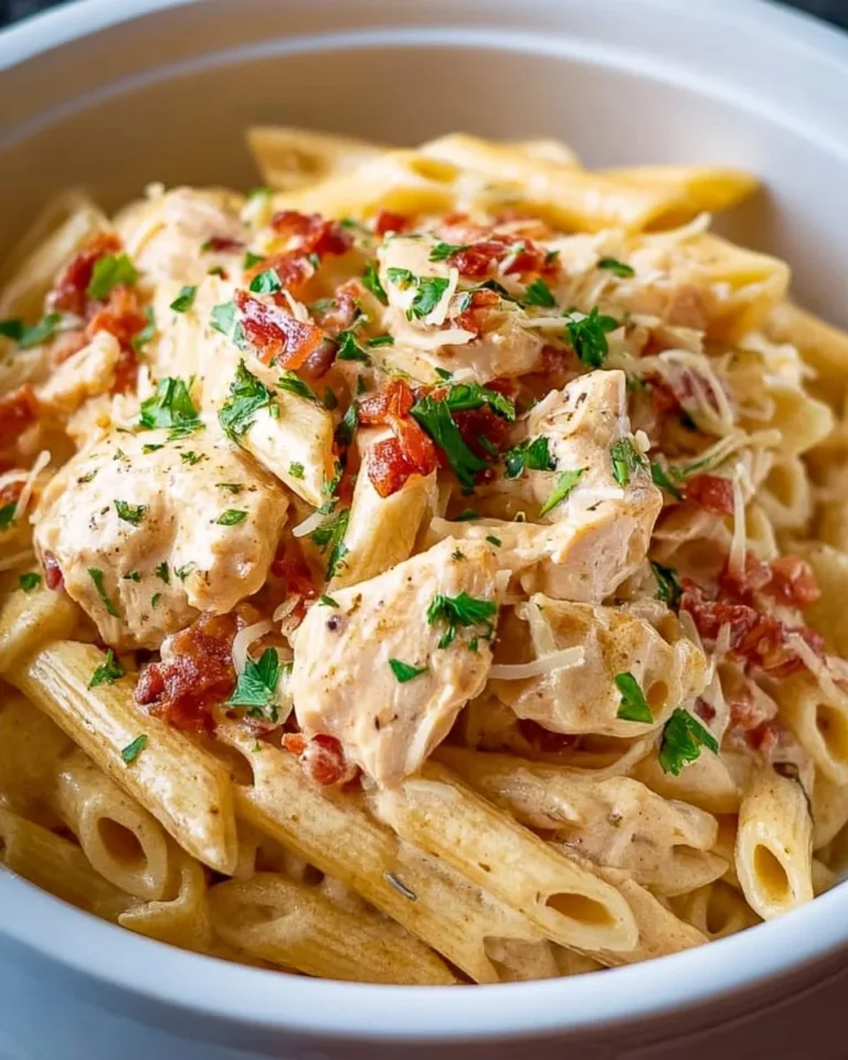 Delicious Crockpot Cajun Chicken Pasta served in a bowl