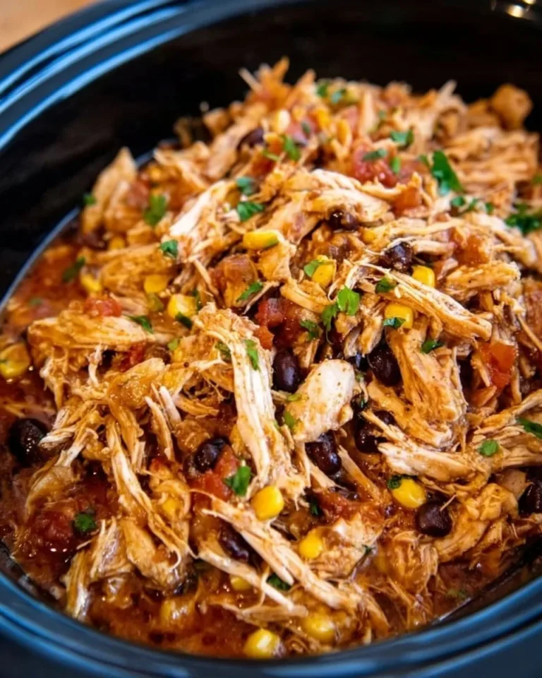 Delicious Crockpot Mexican Chicken served with fresh toppings