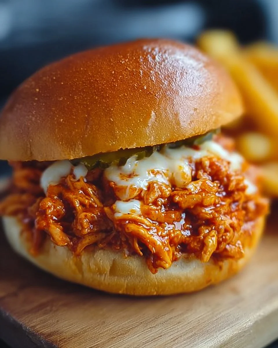 Delicious Cajun Chicken Sloppy Joes served on a rustic table