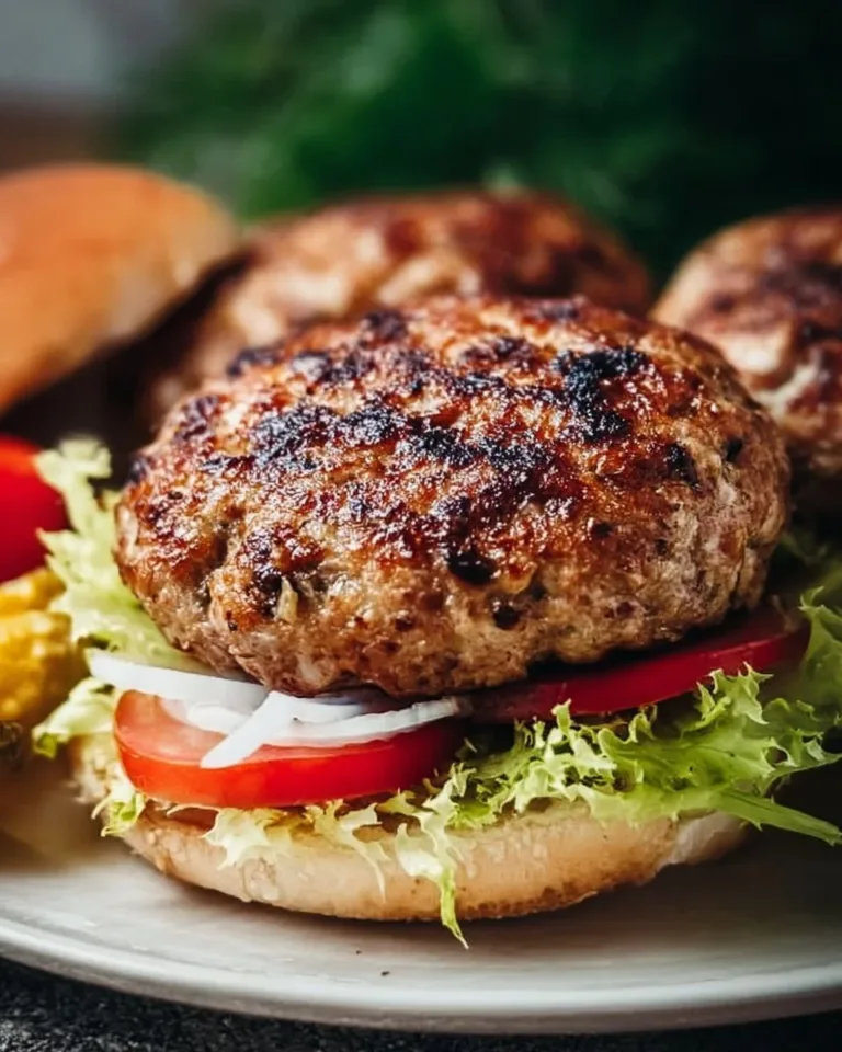 Delicious and healthy turkey burger on a plate with fresh vegetables