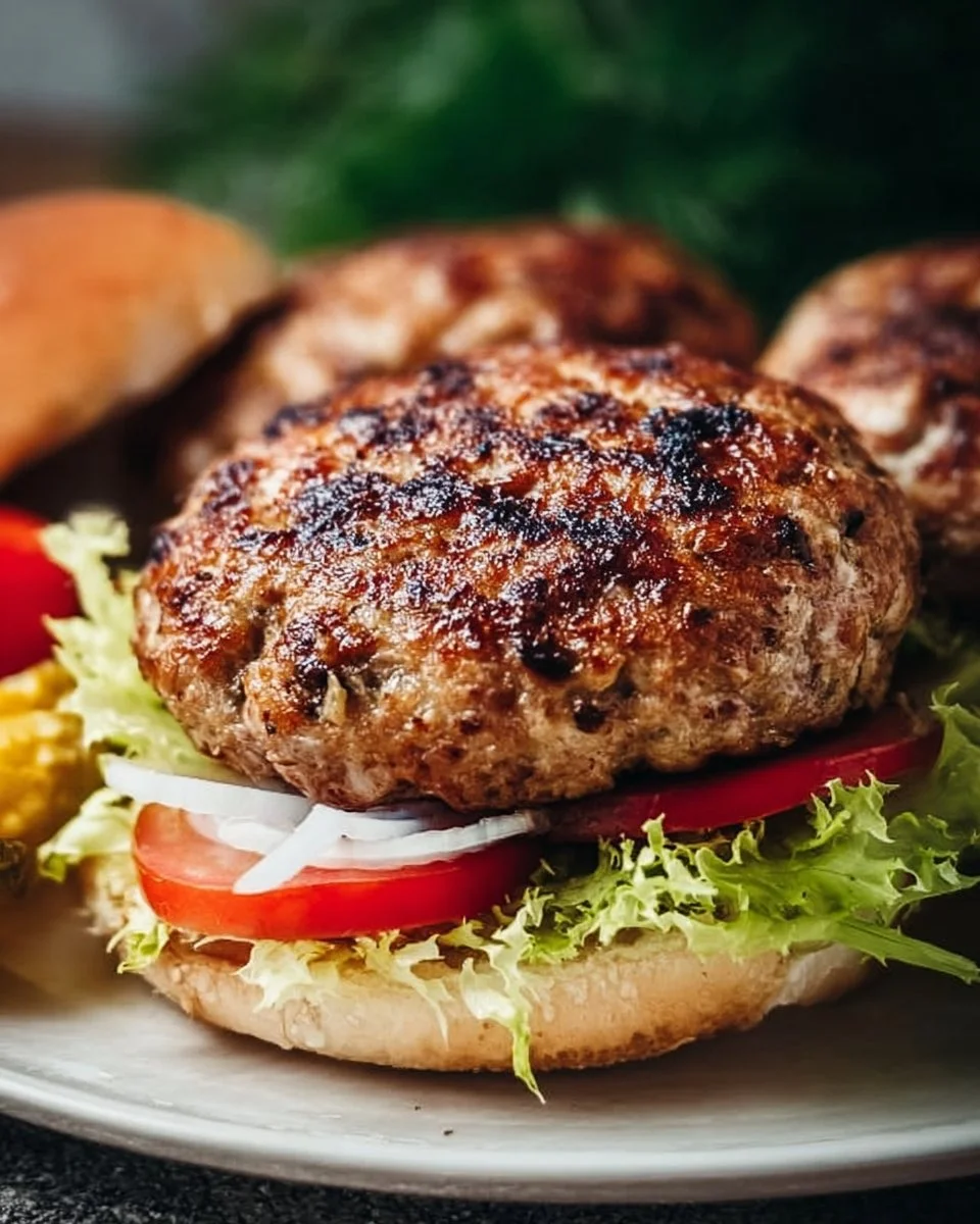 Delicious and healthy turkey burger on a plate with fresh vegetables
