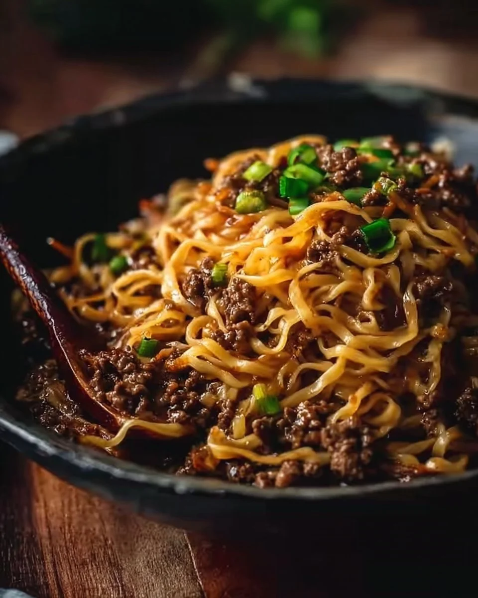 Easy Mongolian Ground Beef Noodles Recipe