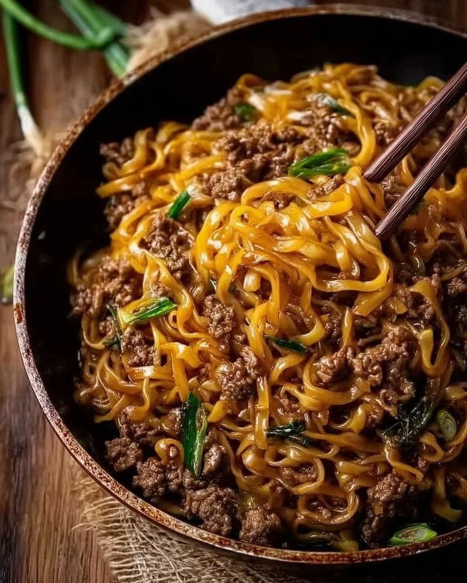 Easy Mongolian Ground Beef Noodles Recipe