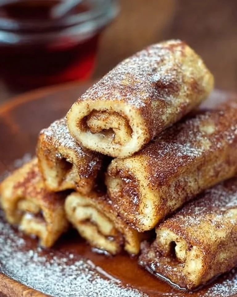 Delicious French Toast Roll-Ups served with syrup and berries