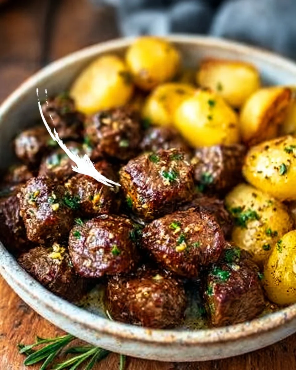 Garlic Butter Beef Bites with Potatoes