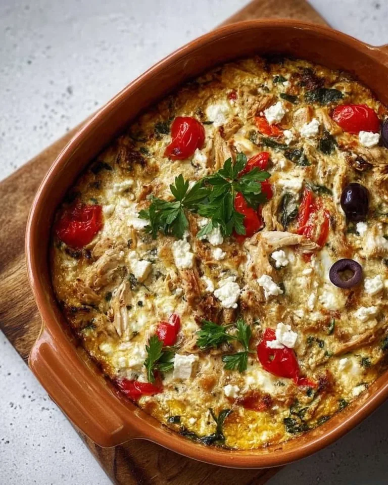 Delicious Greek Chicken Casserole with fresh herbs and veggies