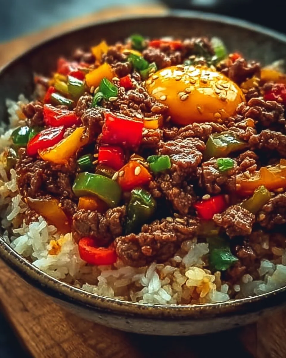 Healthy Beef and Pepper Rice Bowl