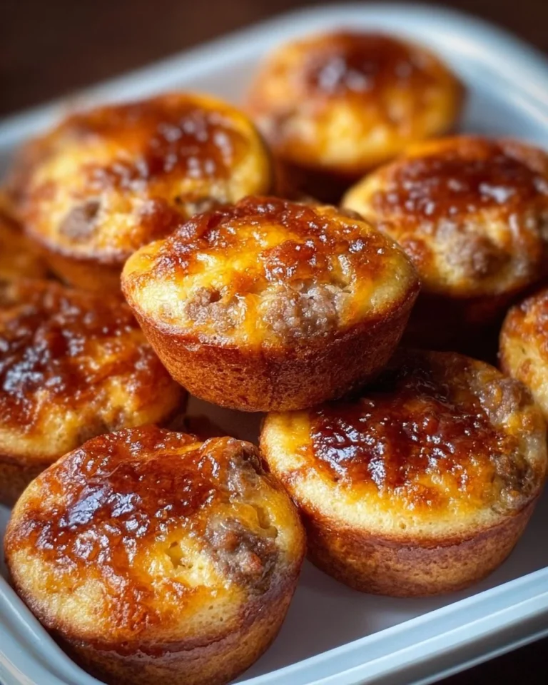High-protein pancake sausage mini muffins on a wooden table
