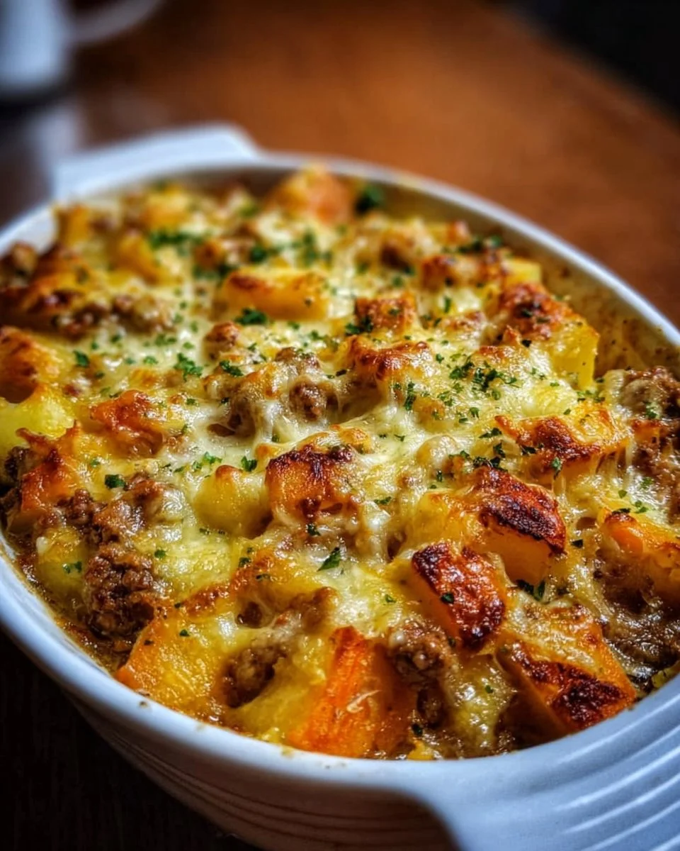 Delicious Hobo Casserole in a rustic dish, ideal for family meals