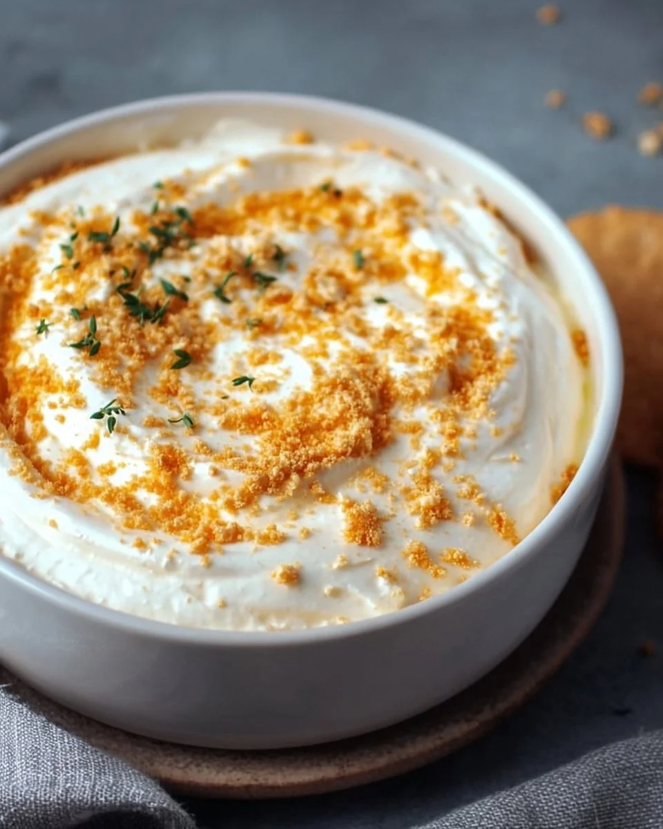 Delicious cottage cheese cheesecake dip served with fruit and crackers