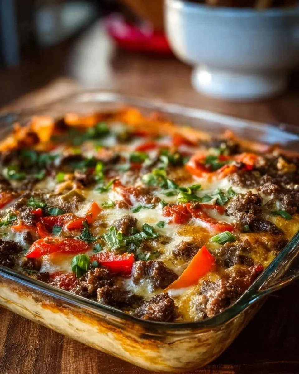 Low Carb Philly Cheesesteak Casserole