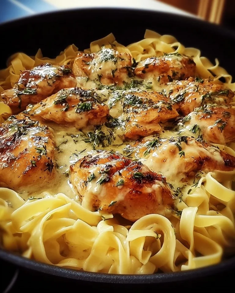 One-Pan Chicken with Buttered Noodles dish served on a plate