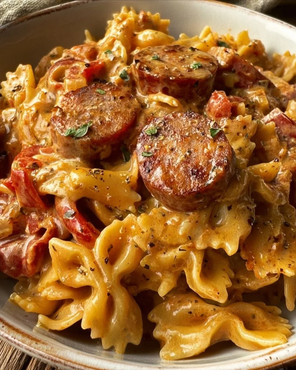 One Pot Creamy Cajun Sausage Pasta