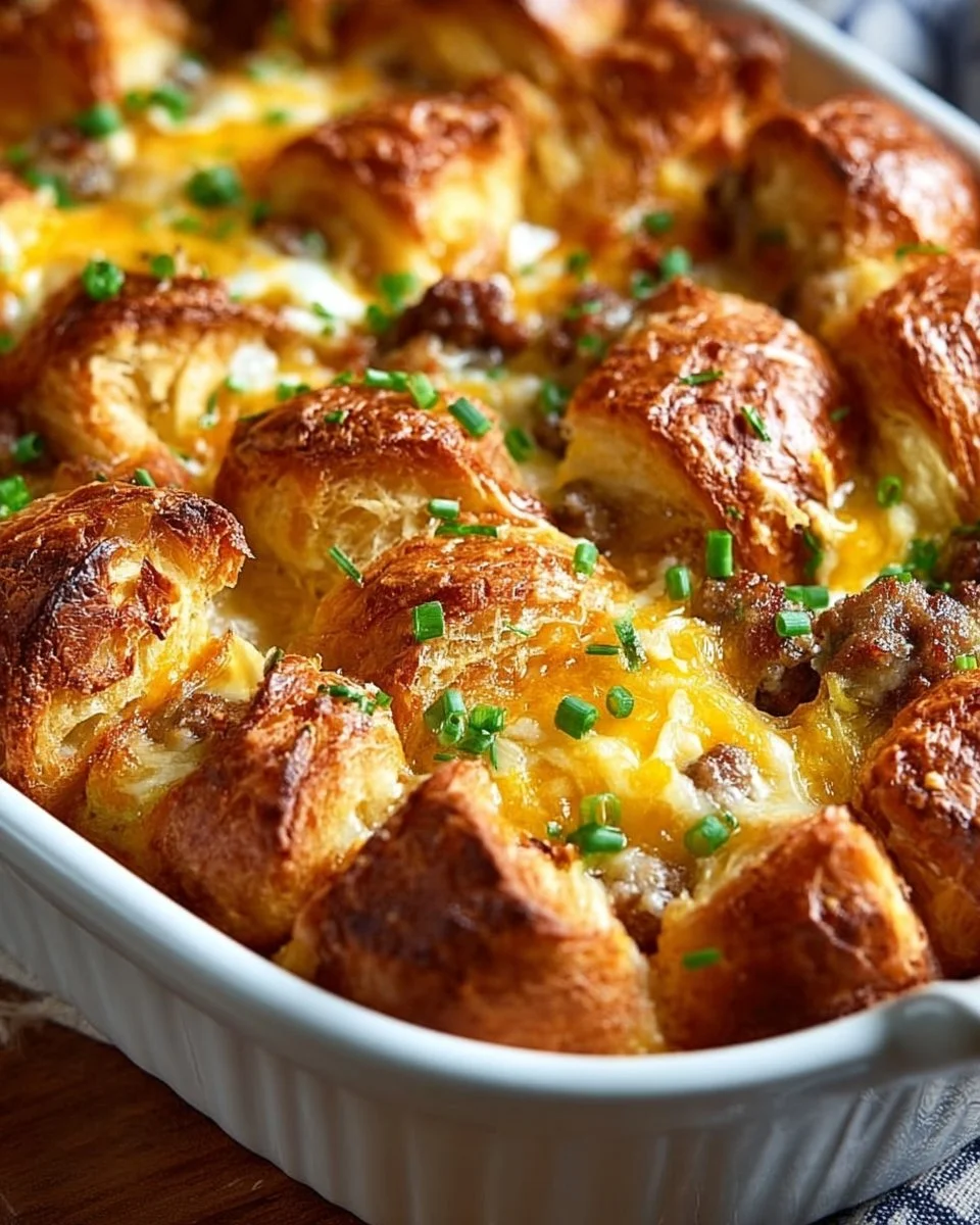Overnight Croissant Breakfast Casserole