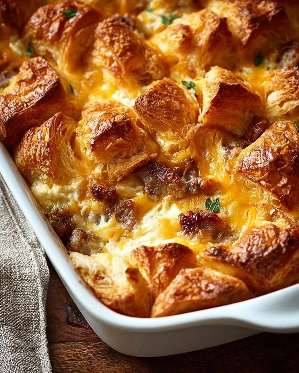 Overnight Croissant Breakfast Casserole
