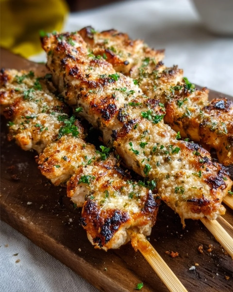 Ranch Garlic Parmesan Chicken Skewers