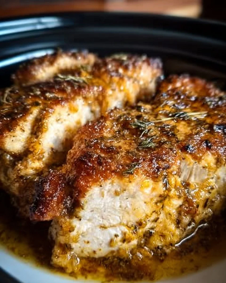 Slow cooker chicken breast dish with herbs and vegetables