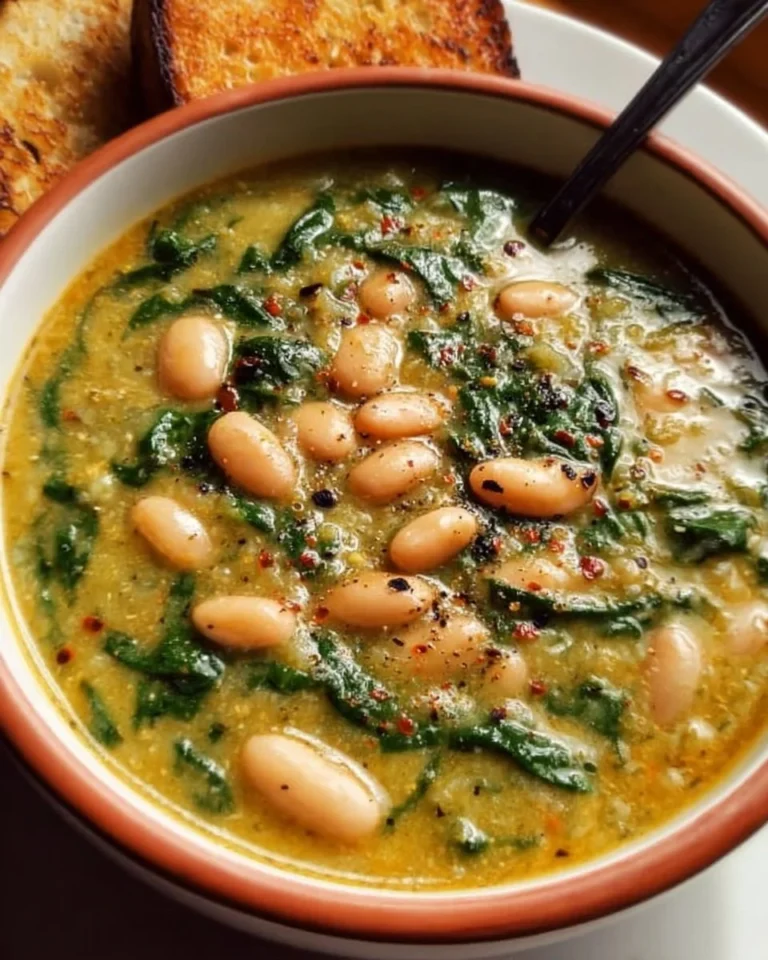 Bowl of spinach and white bean soup - healthy and nutritious meal