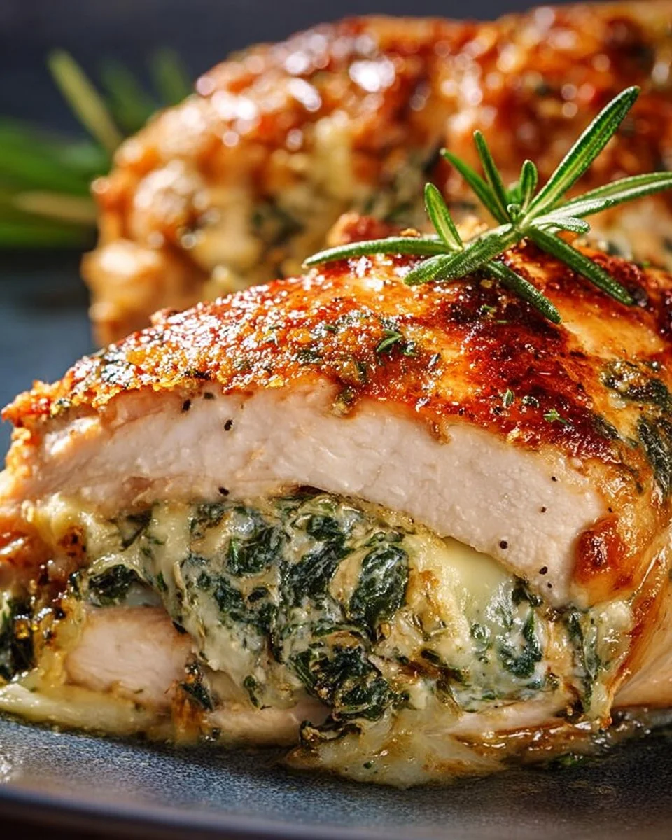 A mouthwatering stuffed chicken breast filled with herbs and cheese.