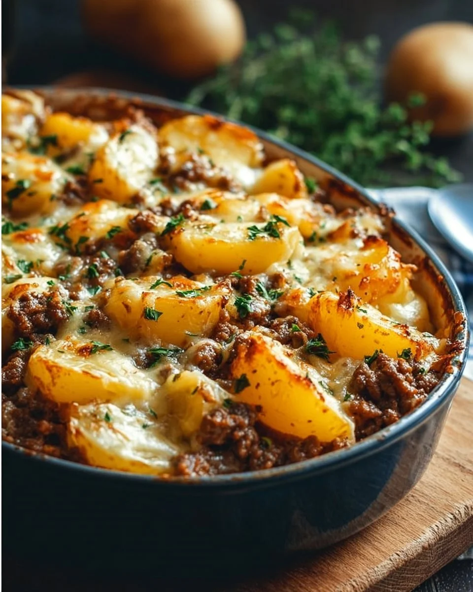 Cheesy Ground Beef & Potato Casserole