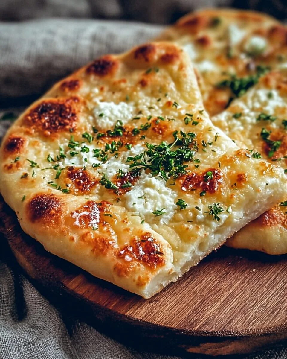 Homemade cottage cheese flatbread served with fresh toppings