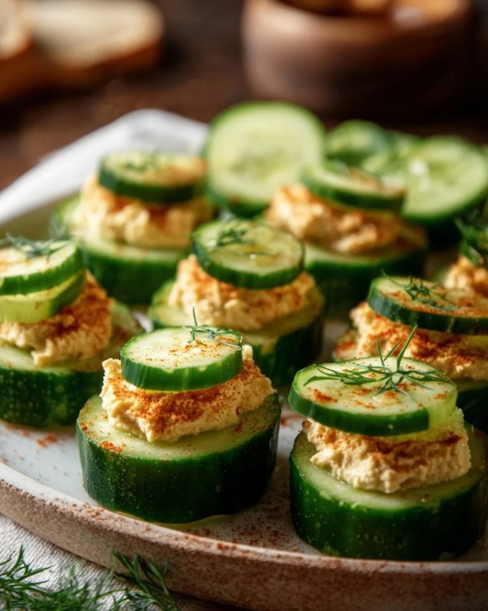 Cucumber and Hummus Bites