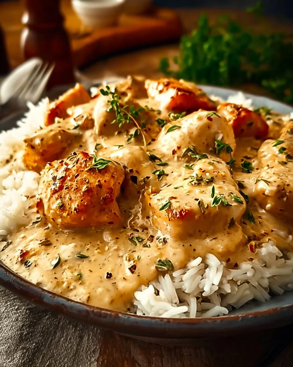 Easy Creamy Smothered Chicken and Rice