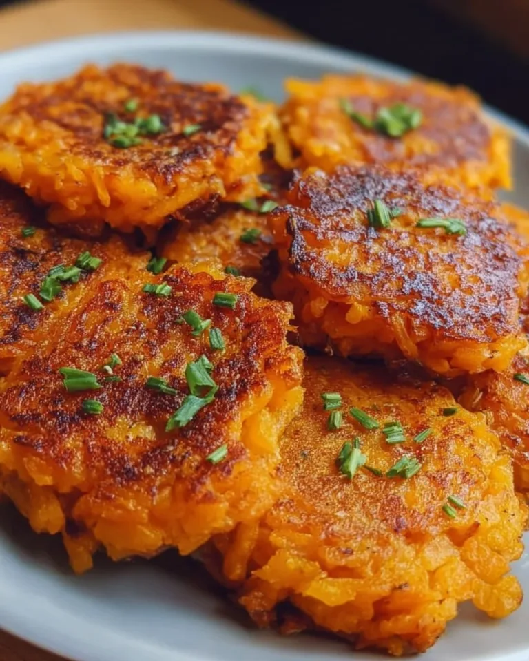 Healthy sweet potato hash browns served on a breakfast plate.