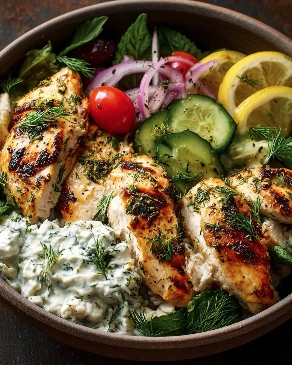Mediterranean Lemon-Dill Chicken Bowls