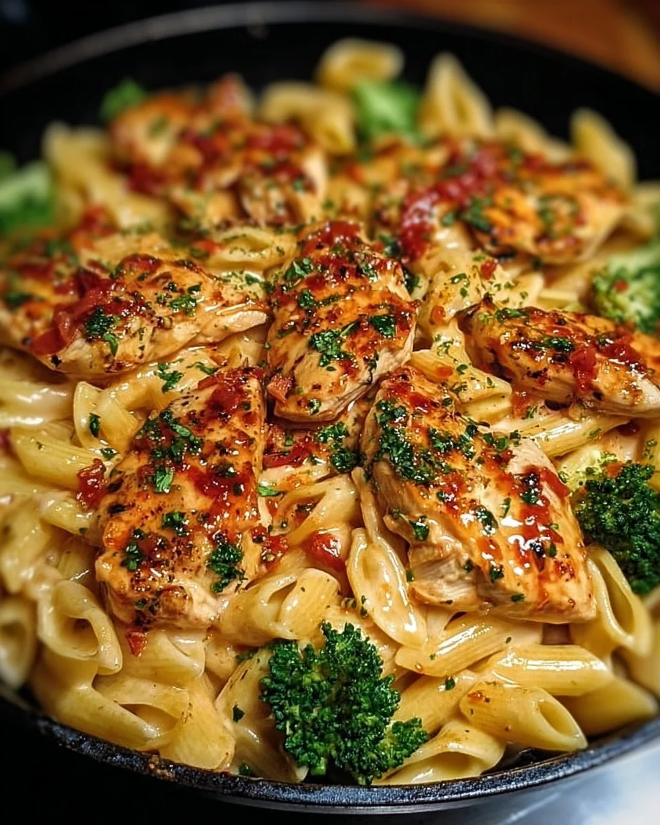 One-Pan Creamy Cowboy Butter Chicken Pasta dish garnished with herbs