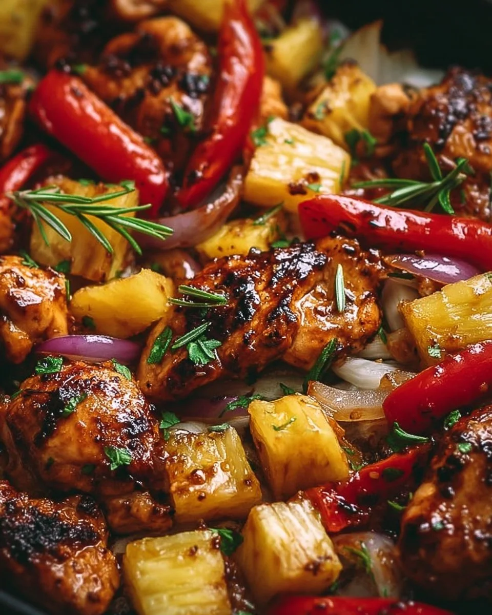 Sheet Pan Hawaiian Chicken with vibrant vegetables and juicy chicken