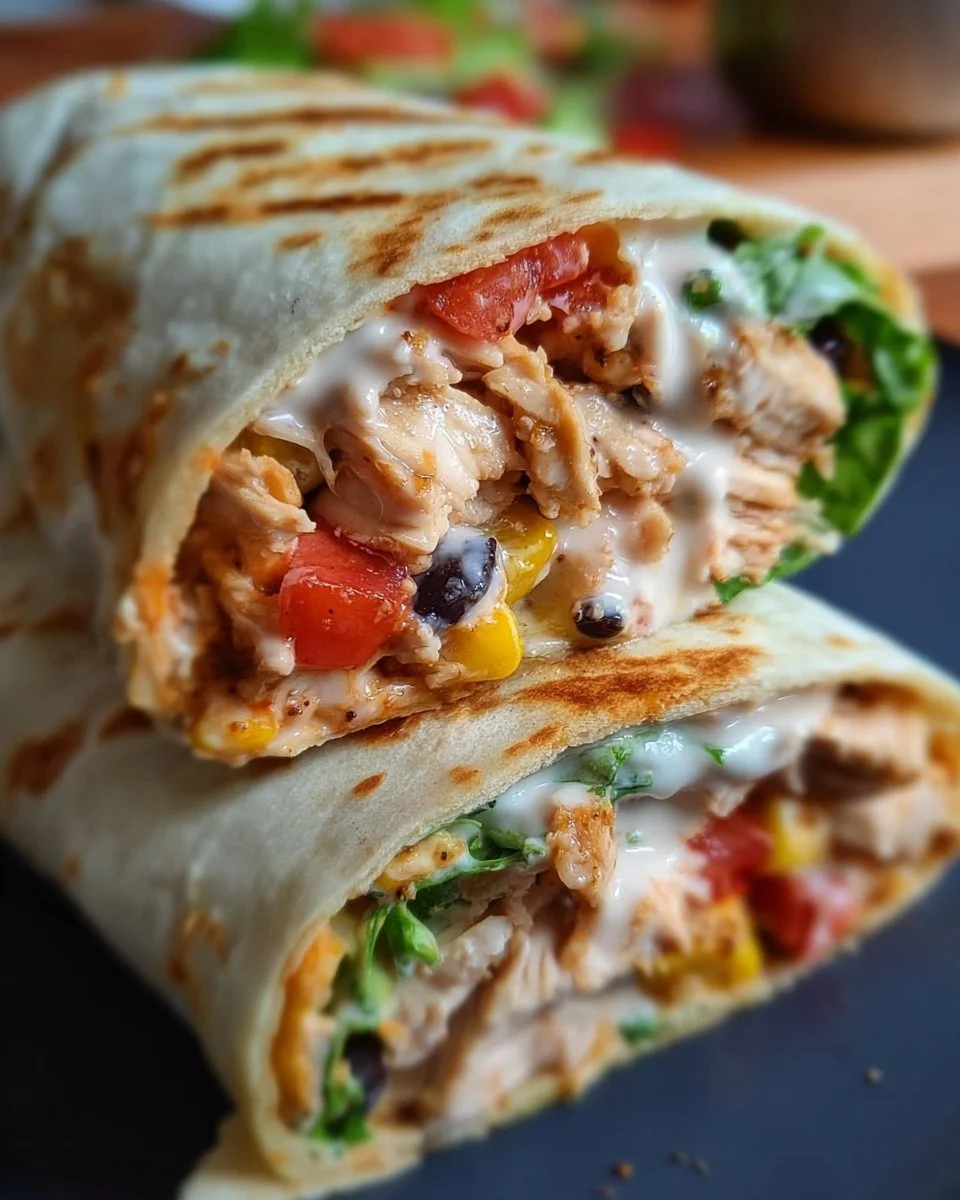 Delicious Southwest Chicken Wraps with fresh ingredients and vibrant colors
