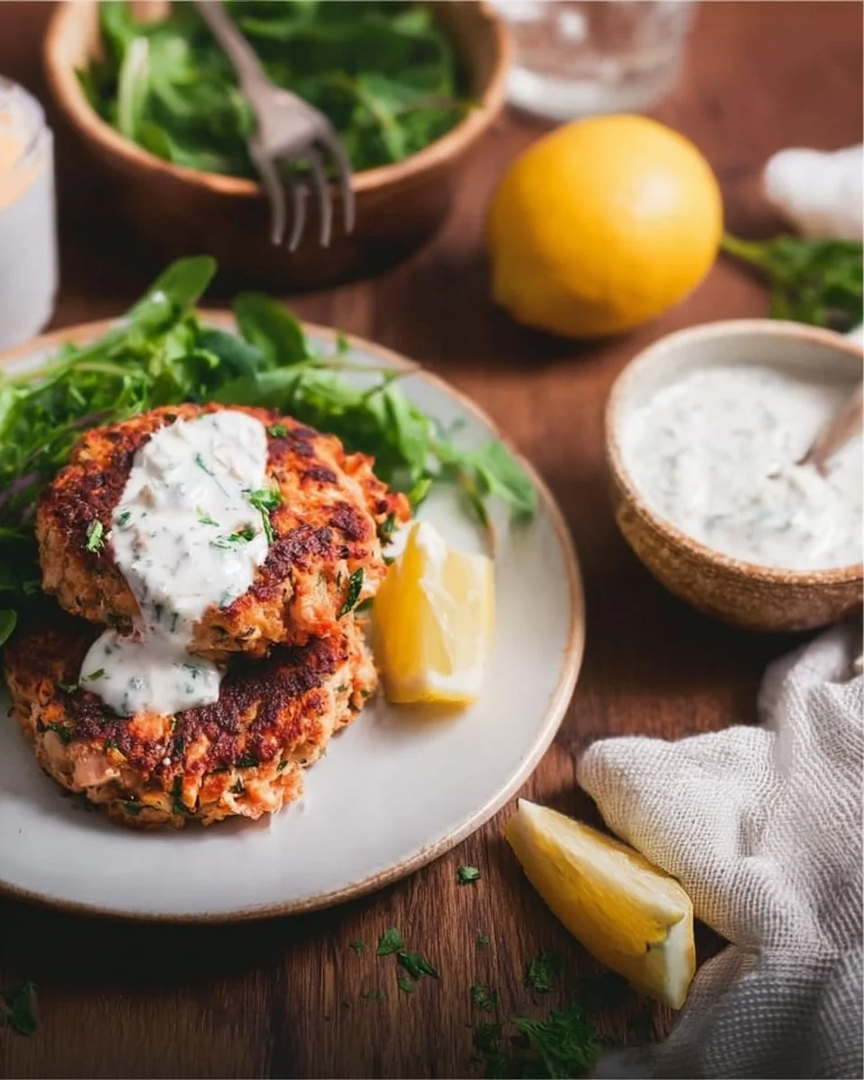 Easy Salmon Patties & Lemon Garlic Sauce (Gluten-Free)