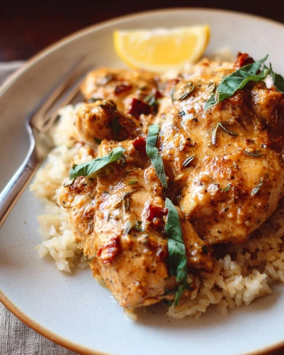 Delicious Whole30 Marry Me Chicken served with fresh herbs