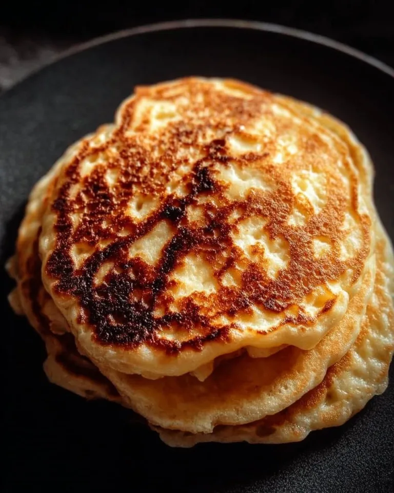 Stack of fluffy yogurt pancakes topped with fresh berries and syrup
