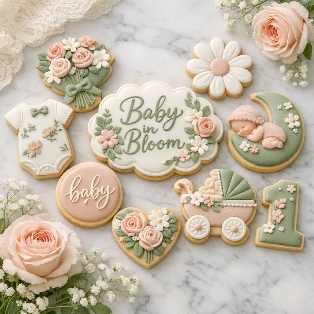 baby in bloom cookies floral baby shower set