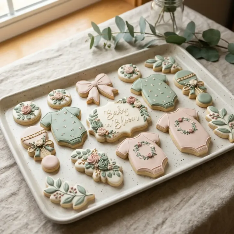 baby in bloom cookies royal icing floral baby shower theme